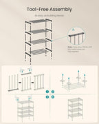 SONGMICS 4-Tier Shoe Rack for Closet, Compact Metal Shoe Organizer Shelf for Entryway, Bedroom, Small Spaces, Stackable, 11.8