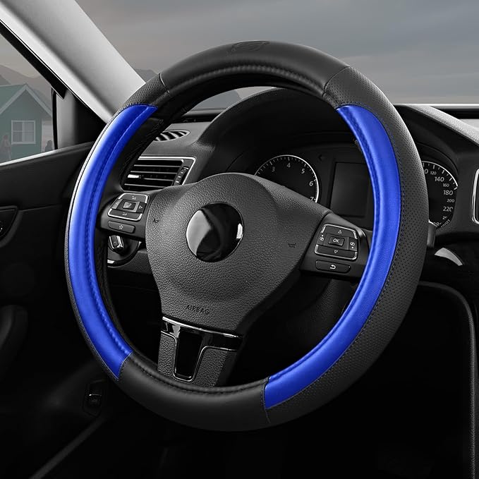 Skechers Steering Wheel Cover Memory Foam,Luxury Leather Steering Wheel Covers,Universal Anti-Slip Fit 14" 1/2-15" Car Wheel 