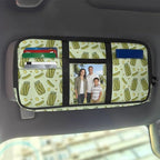 Car Sun Visor Organizer Easy to Store Car Visor Organizer with Multi-Pocket Card Holder Cars Interior Accessories Universal Fit for Most Cars SUV, Cucumbers Print