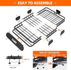 TANX 51" x 36" x 5" Roof Rack Cargo Carrier Basket with Waterproof Bag, Rooftop Cargo Carrier with Cargo Net & Ratchet Straps, Heavy Duty Roof Basket for SUV Truck, Hitch Cargo Carrier