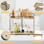 2-Tier Corner Bathroom Counter Organizer with Embedded Screw Holes, Secure & Stable Wood Vanity Shelf for Makeup and Skincare
