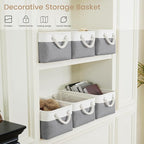 Storage Baskets for Shelves 13.8x9.8x6.7 Inch, Foldable Fabric Storage Bins with Handles, Small Storage Baskets for Organizin