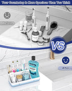 Bathroom Counter Organizer and Storage, 7 Slots Detachable Toothbrush Holders for Bathrooms, Anti-Slip Electric Toothbrush an