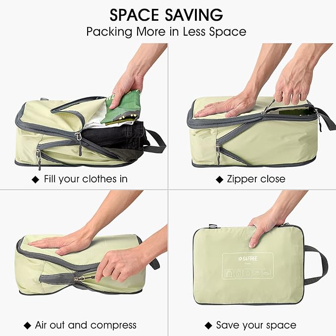 G4Free 6 Set Compression Packing Cubes, 3 sizes Travel Packing Organizers for Suitcases, Expandable Luggage Suitcase Storage 