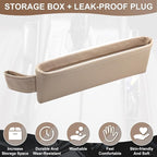 2 Pack Update Car Seat Gap Filler Organizer Leather Console Storage Box Front Side Pocket Seats Organizers Filler Interior Car Accessories for Phone Wallet Coin Key Sunglasses (Off-White)