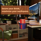 Original Large Desk Cup Holder Clamp – Cup-Holster, The Anti-Spill Cup Holder for Table, Office & Gaming – Multi-Directional 
