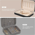 Lolalet Travel Jewelry Case for Women Girls, Travel Jewelry Organizer Box with Mirror & Clear Storage Bag, Small Portable Ear