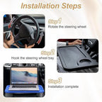 HARFINGTON 2 Pcs 2 in 1 Car Steering Wheel Tray Car Food Trays Auto Steering Wheel Under Table Desk for Eating Food Drink Laptop Writing Work, Black