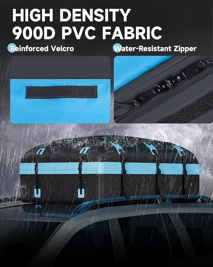 Car Rooftop Cargo Carrier Bag 30 Cubic Feet, Soft-Shell Luggage Cargo Bag Waterproof Bag, Include 2 Reinforced Straps, 6 Door Hooks, Anti-Slip Mat, Luggage Lock