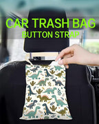 Car Trash Can, Durable Hanging Car Trash Garbage Bag, Cute Automotive Garbage Cans Organizer, Cute Green Dinosaur
