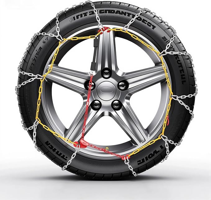 2PCS Snow Chains for SUV/Truck/Car in Snow, Sand, Mud and Ice, Universal Adjustable Emergency Portable Snow Tire Chains(KN150