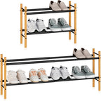 STORAGE MANIAC Expandable Shoe Rack, 8 Pairs Stackable Small Shoe Rack, Metal Adjustable Shoes Organizer for Closet, Entryway