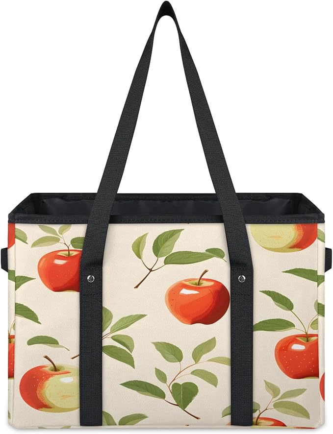 Reusable Grocery Bags Heavy Duty Shopping Bags Foldable Large Tote Bags with Long Handles & Hard Bottom