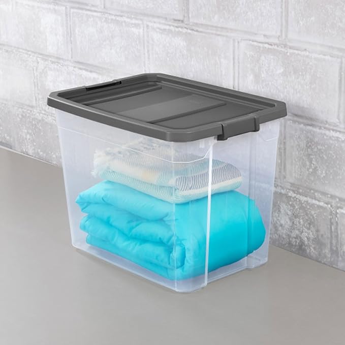 Sterilite 16-Pack Modular Stacker Box, Durable Clear Plastic Storage Bins with Latching Lids, 108 Quart - Stackable Organizin