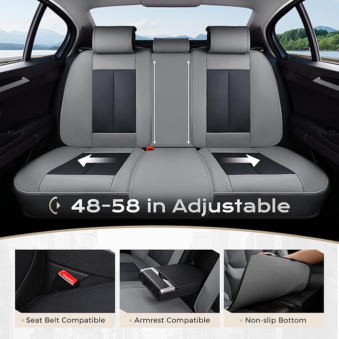 Coverado Seat Covers Full Set, 5 Seats Seat Covers for Cars, Waterproof Nappa Leather Car Seat Covers with Head Pillow, Seat 