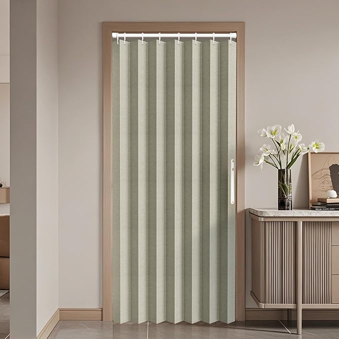 JILRON 100% Blackout Fabric Folding Door Curtain with Magnetic Closure - Accordion Style for Sliding Doors, Closets,Wardrobe 