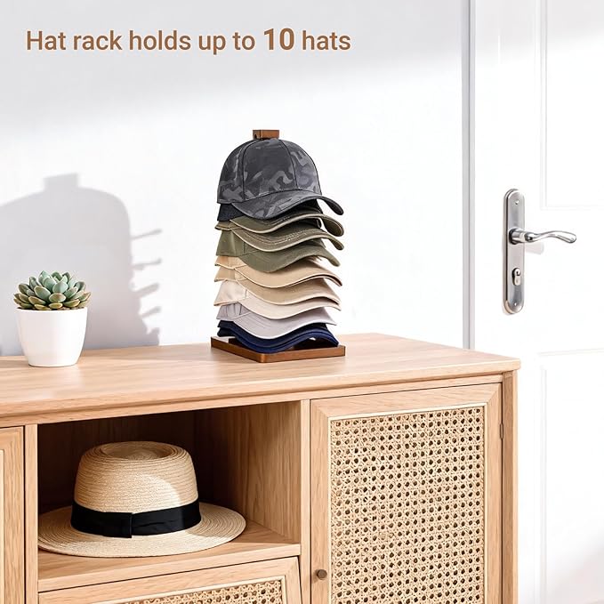 Mkono Hat Organizer for Baseball Caps, Hat Rack Hold Up to 10 Hats Baseball Caps Tabletop Hat Holder Storage Display for Clos