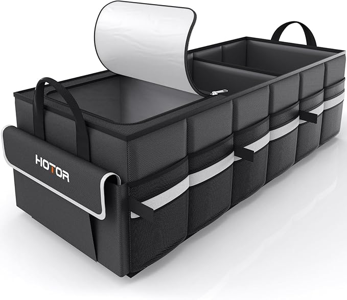 HOTOR Trunk Organizer - Car Organizer with Built-In Leakproof Car Cooler, Collapsible Trunk Organizer with Cooler for SUV,