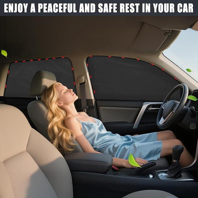 ZATOOTO Car Window Shades for Civic 2017-2024,4 Pcs Magnetic Car Window Covers - 100% Block Light Privacy Curtains, Side Window Sun Shade for Baby Breastfeeding, Sleeping, Camping
