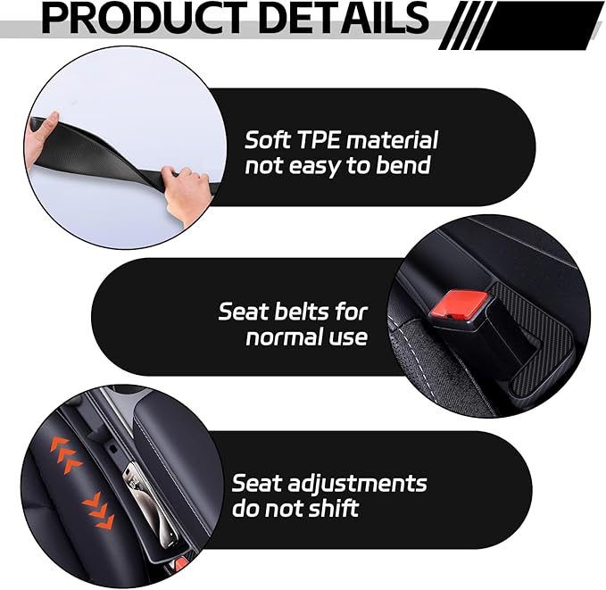 2PCS Car Seat Gap Filler Organizer, Multifunctional Seat Gap Storage Box for Phone Key, Stop Things from Dropping Between Seat and Console, Universal Interior Car Accessories (Dark Brown)