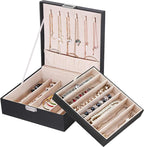 BEWISHOME Jewelry Box Organizer, 2-Layer Necklace Organizer Box, Modern Style Necklace And Bracelet Storage Case, Necklace Ca