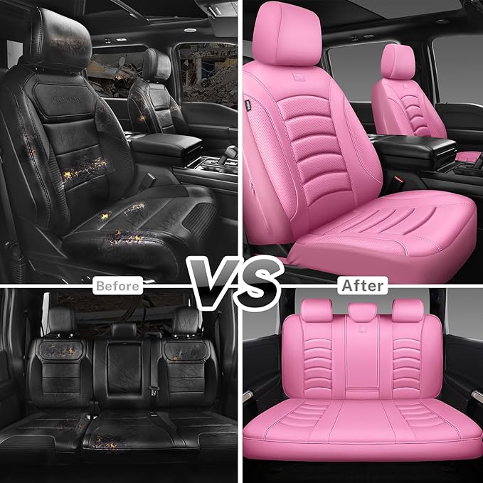 CAR PASS 3D Foam PU Leather Car Seat Covers, Universal Seat Covers Full Sets for Trucks SUV Sedan Automotive Seat Covers Armr