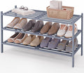 Smiry Long Bamboo Shoe Rack 3-Tier, Stackable Wooden Shoe Organizer for Entryway & Closet, Free Standing Wood Shoe Storage Sh