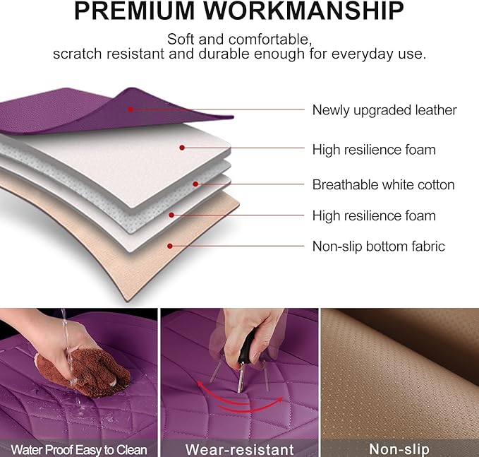 2 Pack Leather Front Car Seat Cover Bottom Car Seat, Universal Anti-Slip Driver Car Seat Protectors with Storage Pocket, Wate