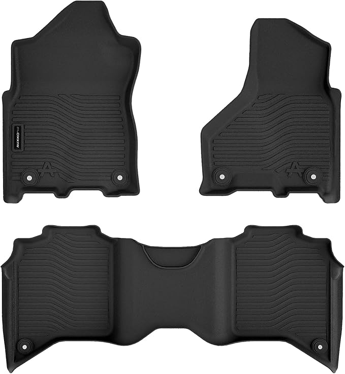 Auxko All Weather Floor Mats Fit for Ram 2500/3500 Crew Cab 2019-2025 2026 TPE Liners Accessories All Season Guard Odorless Anti-Slip Floor Mats for Ram 2020 2021 2022 2023 2024 2025 2026 Black