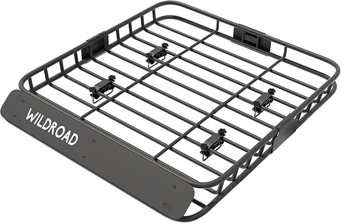 WILDROAD Roof Rack Cargo Basket, Upgraded 4” Fence Car Roof Basket, 43"x 39"x 4" Universal Car Top Luggage Holder Carrier Basket Fits for SUV Truck Cars