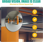 12" Convex Traffic Mirror for Outdoor & Indoor Use – Wide Angle 180° Curved Safety Mirror with Adjustable Mounting Bracket, Ideal for Driveway, Garage, Parking Lot, Warehouse & Blind Spot Monitoring