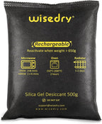 wisedry 2 x 500 Gram [2.2 lbs] Rechargeable Silica Gel Car Dehumidifier, Microwave Fast Reactivated Desiccant Packets Large