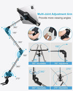 woleyi Car Truck Seat Rail Large Tablet Mount, Car Floor Bolt Tablet Holder Stand with 360° Rotation Foldable Arm for iPad Pro 12.9/Air, Galaxy Tabs, Surface Pro/Go, Kindle Fire and 9.5-14.5" Tablets