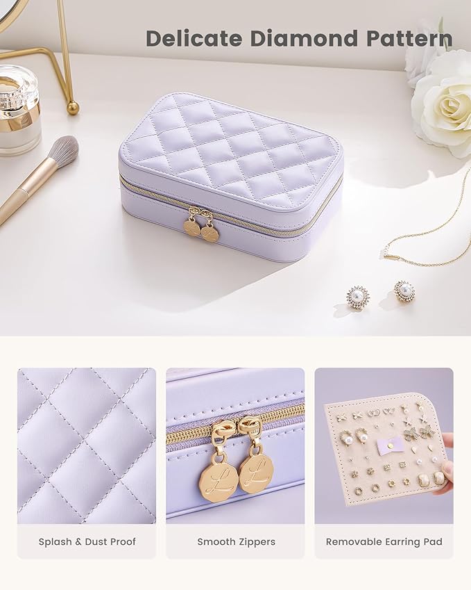 Lolalet Travel Jewelry Case for Women Girls, Travel Jewelry Organizer with Clear Storage Bag Small Portable Jewelry Box for N