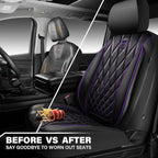 CAR PASS Piping Luxury Faux Leather Two Front Car Seat Covers, Waterproof Anti Slip Premium Automotive Seat Covers,Universal 