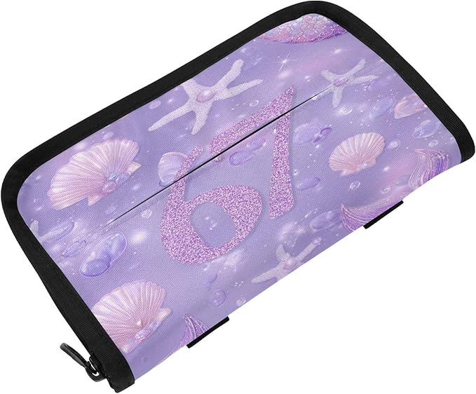 Car Tissue Holder Car Visor Organizer Tissue Box Holder for Car Sun Visor Organizer with Car Vehicle Accessories Essentials Interior for Women Men Purple 67 Mermaid Seashell Starfish