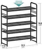 SUFAUY 33" Wide Shoe Rack, 5-Tier Shoe Storage Rack for 24-30 Pairs of Shoes, Shoe Organizer for Entryway, Stackable, Heavy D