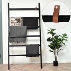 FUIN Extra Wide 6.4ft Wooden Blanket Ladder Living Room Decorative Wal Leaning Farmhouse Quilt Display Holder Rustic Wood Tow