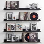 Pinkunn 4 Pack 36 Inch Metal Floating Picture Ledge Shelves, Wall Mounted Picture Shelf with Lip Heavy Duty Industrial Iron D