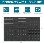 Peg Board Kit, Includes Pegboard and Accessories,with Hooks and Bins,Peg Board Wall Organizer for Office,Ornaments Display,Cr