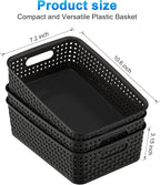 FUCDTEFC Black Plastic Basket, 8 Pack Home Organization and Storage Baskets with Handles, Space Saving Woven Organizer Bins P