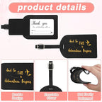 Sweetude 48 Sets Leather Luggage Tag Bulk and So The Adventure Begins Luggage Tags with Name Card for Wedding Bridal Shower B