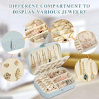 Travel Jewelry Box, PU leather Small Jewelry Organizer For Female Girls, double layer portable mini travel case for storing e