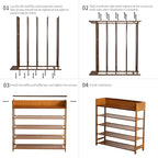Bamboo Shoe Rack Organizer, 5 Tier Shoe shelf Storage Organizer, For Entryway, Hallway, and Closet (Brown-39.4")