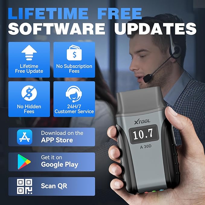XTOOL Anyscan A30D OBD2 Scanner Diagnostic Tool - Bidirectional Scan Tool Wireless - Lifetime Updates & 19 Resets Crank Sensor