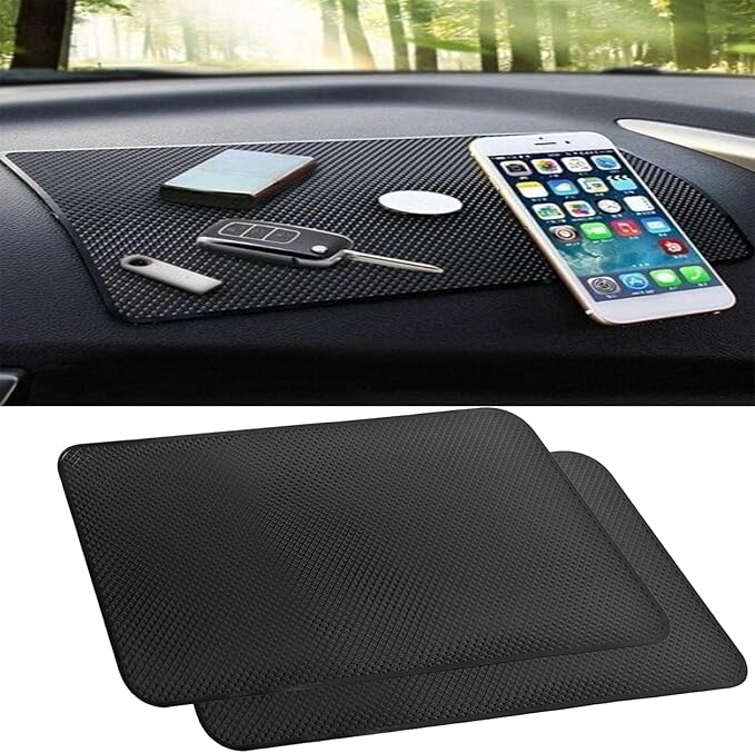 2pack Sticky Anti-Slip mat, Non-Slip Rubber mat, Universal Non-Slip car Dashboard Sticky mat for Mobile Phones Sunglasses Key
