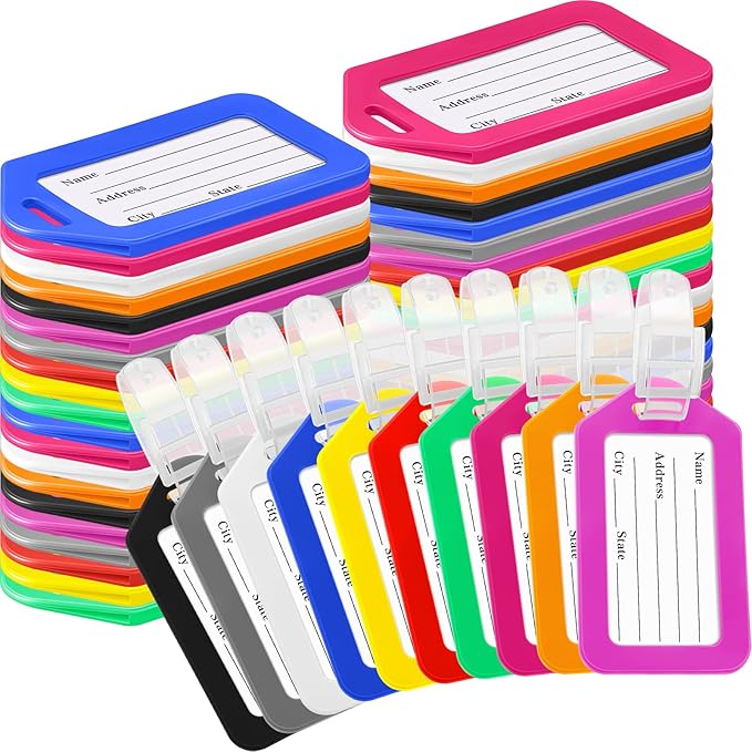 Kigeli 200 Pcs Luggage Tags Bulk, Suitcases Backpack Baggage Name Tags with ID Card for Travel Wedding Back to School