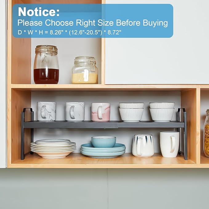 4 Pack Kitchen Cabinet Shelves Organizers, Kitchen Counter Storage Shelf Spice Rack, Expandable Length, Adjustable Height, St