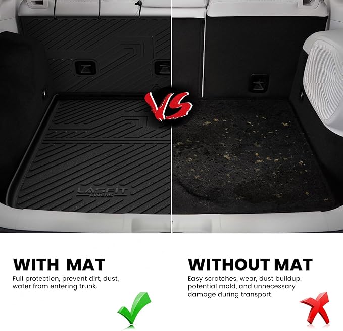 LASFIT Cargo Mat for Jeep Cherokee 2014-2018 All Weather TPE Custom Fit Rear Backrest Mat Trunk Seatback Cargo Liner, Black