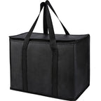 2 pack Additional Bottom Plate Black Insulated Grocery shopping bag , Delivery,pizza,reusable bags, Sturdy zipper,Collapsible,tote,cooler,thermal,Beach,waterproof heavy duty